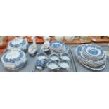 Three trays of blue and white Booth's 'British Scenery' English china dinnerware and teaware to