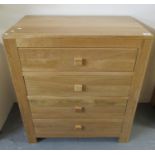 Modern pine straight front bedroom chest of four drawers. 80 x 45 x 90cm approx. (B.P. 21% + VAT)