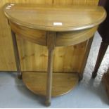 Modern elm demi-lune console or hall table. (B.P. 21% + VAT)