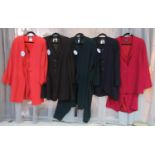 Five wool crepe Jean Muir ladies suits in various colours; four skirt suits and one trouser suit