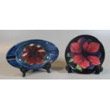 Moorcroft art pottery tube lined ashtray of oval form, together with a modern Moorcroft art