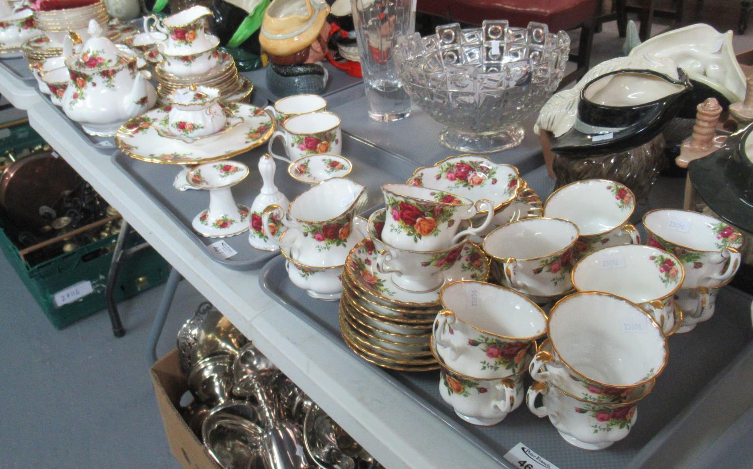 Seven trays of Royal Albert English fine bone china 'Old Country Roses' design items to include;