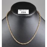 9ct gold necklace. Approx weight 16.2 grams. (B.P. 21% + VAT)