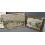 B. Eyre Walker (1950), mountainous scene with grassland, together with after B. Eyre Walker (