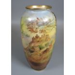 Royal Doulton china hand painted vase, 'Harlech Castle', signed by C Holloway. (B.P. 21% + VAT)