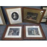 Collection of four framed prints, two in good quality oak frames of 19th Century figures, jolly