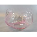 Caithness art glass writhen design pink and clear glass decorated pedestal bowl. (B.P. 21% + VAT)