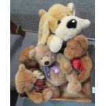 Collection of four modern teddy bears, (two from Harrod's), together with large dog. (5) (B.P. 21% +