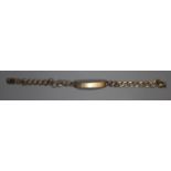 9ct gold identity bracelet decorated with a diamond set M. Approx weight 11 grams. (B.P. 21% + VAT)