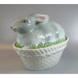 Portuguese ceramic egg crock in the form of a recumbent rabbit or hare. (B.P. 21% + VAT)