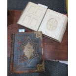 Colour illustrated Welsh Bible and an empty leather bound Victorian photograph album. (2) (B.P.