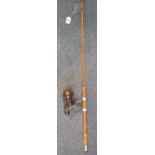 Vintage Hardy Palakona cane two-piece fly fishing rod, together with an Abu Garcia fishing/