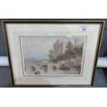 W Watts, 'Clifson near Nantes', a river scene, watercolours. 20 x 30cm approx. Hogarth frame. (B.