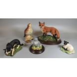 Country Artists sculptures to include; Persian cat and fox on naturalistic