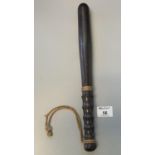 Turned hardwood truncheon with brass band 'Liverpool City Police riot, August 1919'. (B.P. 21% +