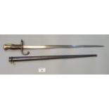 French 1877 pattern bayonet with metal scabbard marked 'St Etienne 1877'. (B.P. 21% + VAT)
