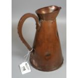 Doulton Lambeth silicon stoneware jug of conical form, in the form of a copper jug, impressed