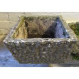 Weathered composition garden planter of square form. (B.P. 21% + VAT)