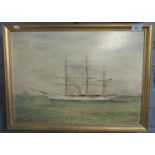 J Dawkin, 'Valhalla', a study of a steam sailing vessel, signed, oils on board. 39 x 54cm approx.