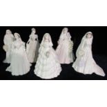 Six Coalport bone china Royal figurines to include: 'Queen Mary', Queen Elizabeth', 'Princess