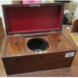 Early 19th Century mahogany two section tea caddy of rectangular form. (B.P. 21% + VAT)