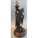 Table lamp in the form of a Chinese rootwood carved immortal figure. (B.P. 21% + VAT)