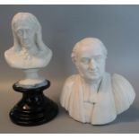 Two 19th Century parian ware busts, one of Milton and another distinguished gentleman. (2) (B.P. 21%