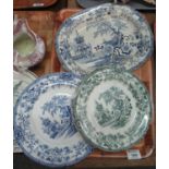 Three 19th Century transfer printed 'Collandine' shallow dishes or plates, together with a small