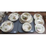 Two trays of Alfred Meakin Staffordshire dinnerware items, overall on a cream ground with a scene of