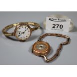 Two lady's 9ct gold wristwatches, (B.P. 21% + VAT)