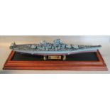 Franklin Mint model of a US battleship BB-63 U.S.S Missouri, September 2nd 1945, in glass display