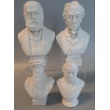 A collection of four Parian ware busts of distinguished gentlemen; two by Robinson & Leadbetter,