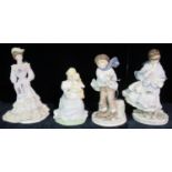 Four Coalport bone china figurines to include: 'The Boy', 'Visiting Day', 'The Goose Girl' and '