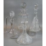 Collection of glass decanters of mallet shaped, square section and other forms. All with