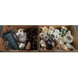 Two boxes of assorted 19th and early 20th century china and glassware to include: Royal Doulton 'Old