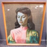 After Tretchikoff, Chinese girl, coloured print. Framed and glazed. 60 x 50cm approx.