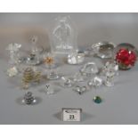 Collection of Swarovski crystal and other glass items to include; animals; hippo, swan, elephant,