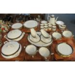 Five trays of Spode dinner and coffee ware to include: eight coffee cups, saucers and tea plates