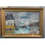 P.H Bryan, flood scene with public house (possibly the River Severn), signed, oils on board. 39 x