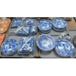 Four trays of mainly blue and white Wedgwood transfer printed 'Fallow Deer' dinnerware items: