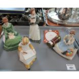 Four Franklin mint from The Little Women designed by Tasha Tudor figurines to include Meg, Jo,