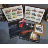 Collection of assorted automotive interest items to include a reproduction photograph on an early