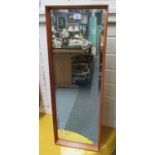 Modern teak framed bevel plate mirror. 96 x 35cm approx. (B.P. 21% + VAT)