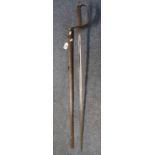 Victorian British military officer's sword with VRI and crown on pierced hilt and shark skin wire