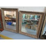 Two similar modern bevel plate mirrors with moulded foliate frames. 77 x 59cm & 70 x 59cm approx. (