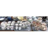 Three trays of assorted china to include: one tray of Clare fine bone china, decorated with sprays