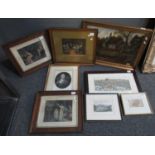 Group of assorted furnishing pictures including; prints, interior studies, portraits, maps,