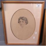 Henry Wykes, portrait of a woman, signed, pencil. 30 x 23cm approx. Framed. (B.P. 21% + VAT)