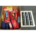 Box of Hornby Dublo Triang Railways, etc. Fleischmann empty boxes, together with some Hornby