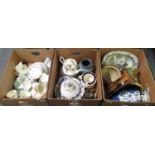 Three boxes of assorted china to include: Foley china part tea ware, hand painted with pastel